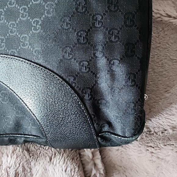 Authentic black Gucci canvas satchel with black leather handle - Picture 2 of 11